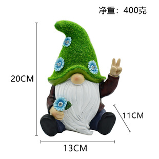 Cross-border new outdoor solar garden decoration dwarf dwarf garden decoration resin crafts garden lamp