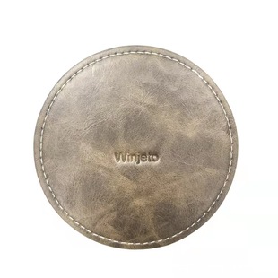 Vintage leather heat insulation coasters round solid color coasters non-slip waterproof wash-free oil-proof heat insulation coffee coasters