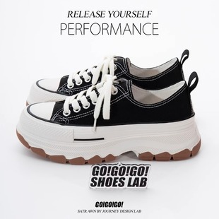 Popular Style Thick Bottom Canvas Shoes Women's 2024 New Casual Shoes Women's Women's Shoes Increased All-match Sports White Shoes