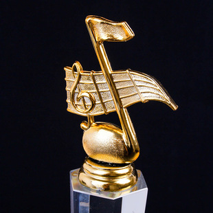 Crystal Trophy Конкурс пианистов Нота Трофей Конкурс пения Микрофон Музыка Трофей Премия за исполнение