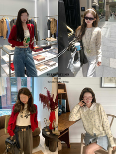 DEEMO STUDIO [Baili Girl] Wool Soft Comfortable Printed Knitted Cardigan