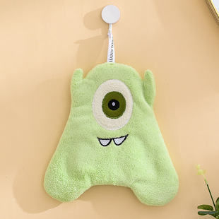 Towel Hanging Coral Fleece Towel Kitchen Bathroom Lazy Hand Cloth Thickened Absorbent Letter Monster Cartoon