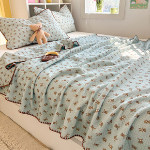 Ins Style Class A Cotton Crepe Four-Layer Gauze Cover Blanket Baby Blanket Bath Towel Office Nap Blanket