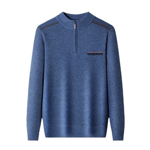 Winter Main Push Men's Woolen Sweater Thickened Zipper Half Turtleneck Sweater Fashion Warm Dad Knitted Sweater for Men