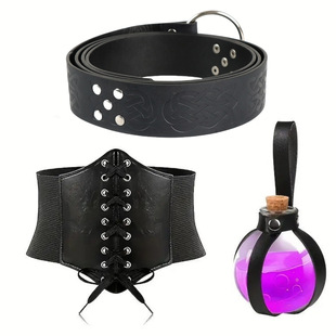 Medieval aristocratic brown belt Viking waist protection elastic belt leather waist COSPLAY costume stage props
