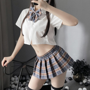 Pe Sexy Intimates Sexy Sexy Student Jk Uniform Suit Open Crotch Temptation Role Play Short Skirt Preppy Pleated