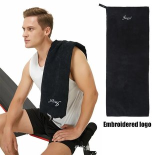 Factory direct sports gym towel with hood invisible zipper with cloth pocket