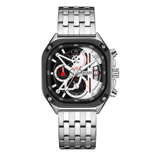 Cross-border New Men's Watch Trendy Fashion Square Watch Steel Belt Luminous Butterfly Buckle Multifunctional Watch