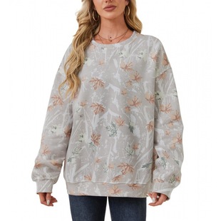Women's Camouflage Sweatshirt Maple Leaf Print Oversized Camouflage Crewneck Sweatshirt Pullover Long Sleeve Source Factory