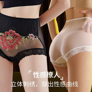 High Waist Sexy Lace Underwear Women's Abdominal Hip-lifting Breathable Mesh Hollow-out Women's Antibacterial plus size Briefs