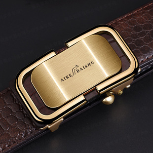 Men's automatic buckle genuine leather fashion business elite pants belt versatile casual crocodile pattern belt inner wear pants belt