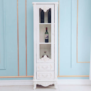 European Style Pastoral Wine Cabinet Korean Style Modern Sideboard Living Room Decorative Cabinet Display Cabinet Display Cabinet Single Door Bookcase High Cabinet