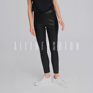 Qiying leather pants women's cropped slim-fit stretch all-match tight high waist legging stretch sheepskin pencil pants