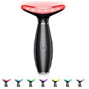 Neck Beauty Instrument Three-color Light Heat Compress Thin Neck Breast Beauty Vibration Massage Color Light Home Rechargeable Skin Rejuvenation Beauty Instrument Cross-border
