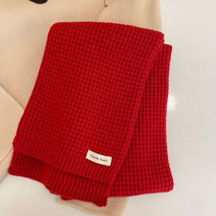 2022 Winter New ins Style Scarf Warm Solid Color Knitted Scarf Couple's Shawl All-match Korean Style Scarf for Men