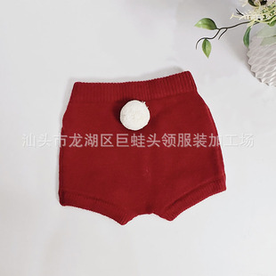 In stock 2023ins popular girls' baby knitted rabbit tail pants cute all-match two-color cute