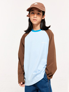 DK Trendy Children's Wear Spring New Vintage Girls Boys Stitching Long Sleeve T-Shirt Large Children's Raglan Sleeve Top