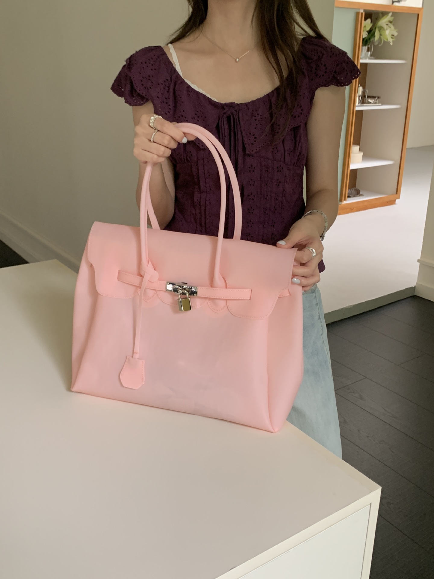 Cross-border Kiikii's same style Kelly bag 2026 new PVC jelly bag shoulder bag large capacity tote bag