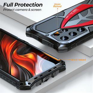 All-inclusive Samsung GalaxyS25ultra Phone Case Metal Drop-resistant S23u Cool Red Three-proof Protective Case