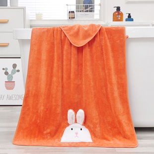 Towel bath towel coral fleece mother and child towel shaking fast absorbent cartoon overseas towel large bath towel can be set gift box LOGO