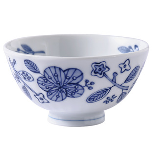 2 Pieces Batch Japan Imported Ceramic Blue Poetry Meitongshang Underglaze Color Rice Bowl Disc Dish Soup Bowl Deep Plate