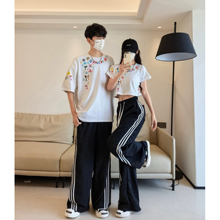 Special Couple's Short-sleeved T-shirt Summer 2025 New Roora High-end Pure Cotton Top Long and Short Trendy