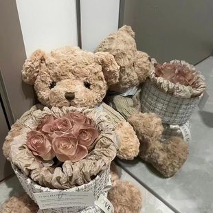 Doll Doll Bear Bouquet Artificial Flowers Eternal Flowers for Girls Best Friends Valentine's Day Mother's Day Gift Soap Flowers