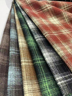 Woolen wool in stock brushed large plaid overcoat clothing/shoes and hats/luggage fabric fabric Shaoxing supply