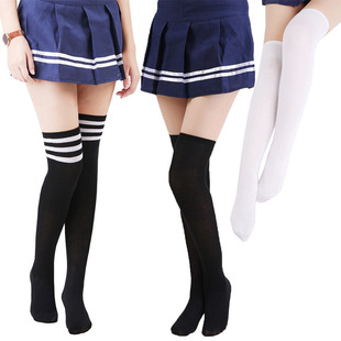Halloween costume accessories multicolor elastic over-the-knee print love socks white stockings JK costume Lolita maid