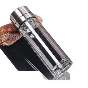 One-Click Opening Car Tea and Water Separation Double-Layer Transparent Glass Men's Portable Home Gift Tea Cup