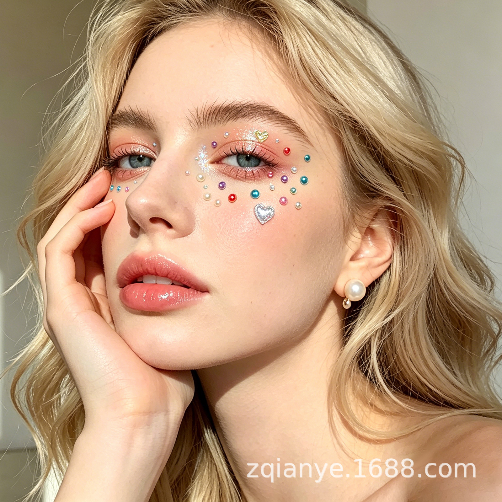 Cross-Border Stage Face Makeup Glitter Diamond Stickers 3D Iridescent Aurora Butterfly Heart Gemstone Crystal Diamond Stickers