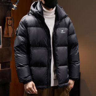 90% velvet content high velvet gray duck down jacket men's 2024 autumn and winter warm hooded bread jacket