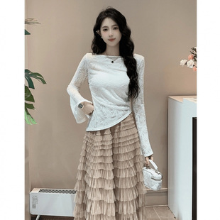New Chinese Jacquard Irregular Design Sense Long Sleeve Round Neck Top Women's Early Autumn New Slim-fit Slimming Elegant T-shirt