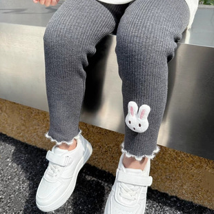 Girls' fleece-lined Leggings Autumn and Winter Outer Wear Children's Thickened One-piece Velvet Warm Pants Western Style Baby Winter Pants