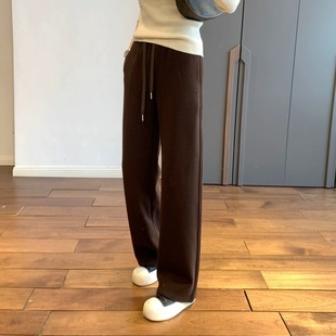 THEWOW a winter! Thick One-piece Velvet Wool Soft Waxy Tight Wide-leg Pants