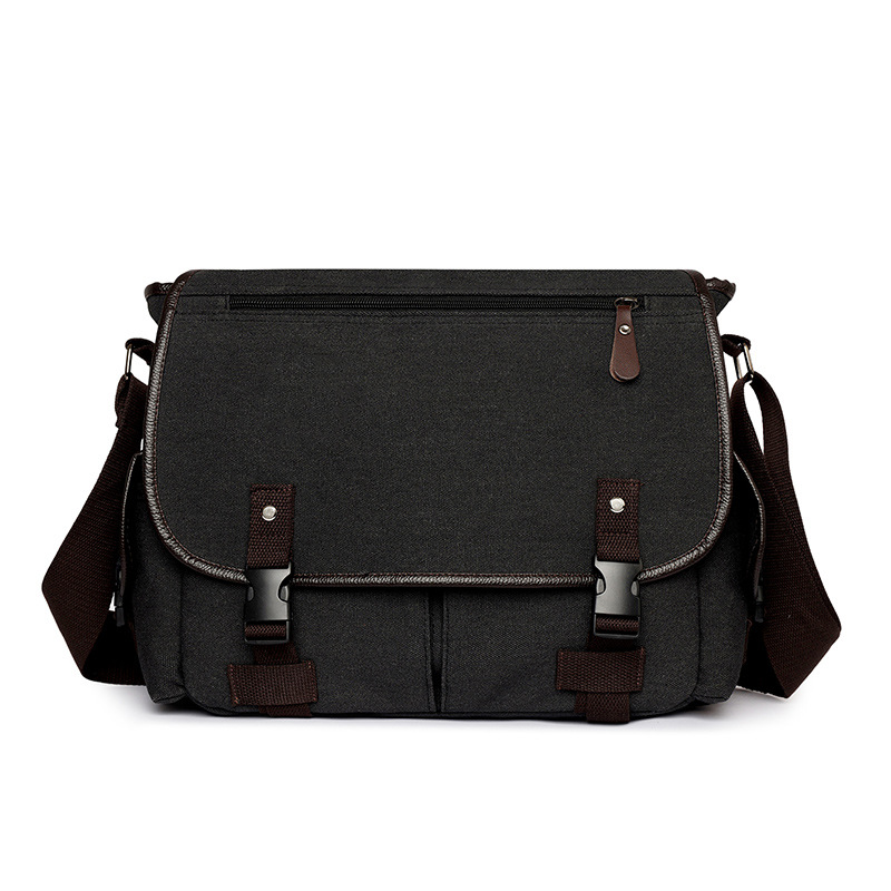 New men's casual shoulder bag, large capacity retro canvas bag, simple men's travel and business crossbody bag.