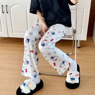 Walking Pants Cartoon Comb Cat Pajama Pants Women's Spring Autumn and Winter Loose Korean Style Casual Home Outer Wearing Printed Pants