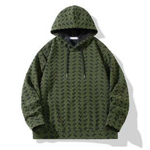 Plus size men's hooded vests 2024 autumn 3D cabin jacquard long sleeve pullover hoodie coat men