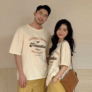 Parin-child Short-sleeved T-shirt Mother and Daughter Summer Loose plus size T-shirt Duffy Handsome American Couple's Top Family Dress