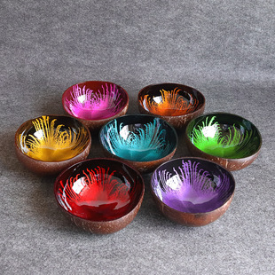 Vietnam Entrance Key Storage Plate Painted Coconut Shell Bowl Shell Coconut Bowl Home Decoration Storage Salad Bowl