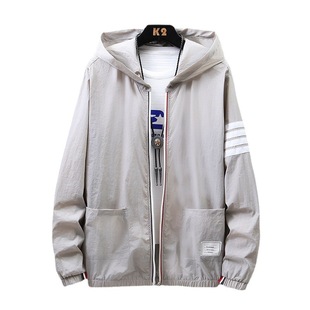 2022 New Skin Clothing Men's Summer New Fashion Four Bar Sun Protection Clothing Sports Outdoor Riding Fishing Outside