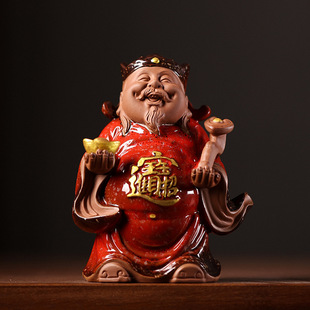Small God of Wealth Lucky Ceramic Buddha Statue Wen God of Wealth Decoration Living Room Desktop Chinese Decoration Home Opening Gift