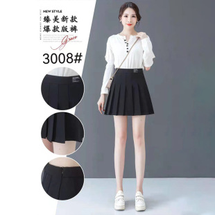 Internet Celebrity Live Broadcast 2025 Autumn and Winter Popular Versatile Pure Color Splicing Pleated Skirt Fresh and Sweet Short Skirt with Inner Skirt