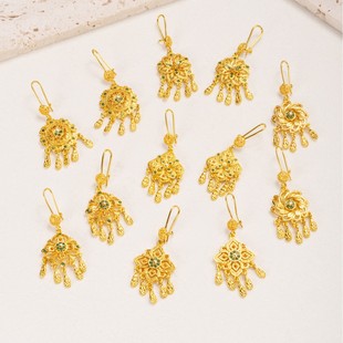 Xinjiang Ethnic Style Earrings Exotic Style Middle East Dubai Palace Tassel Earrings Xishuangbanna Women's Ear Clip Earrings