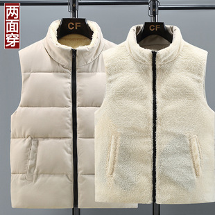 Foreign trade autumn and winter volunteers double-sided lamb wool cotton vest men's training printed logo cotton vest coat women