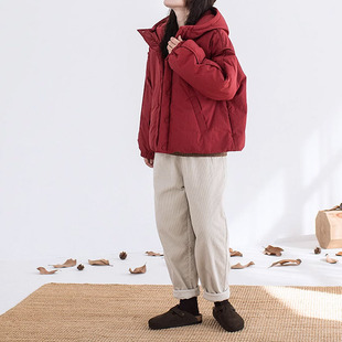 2024 autumn and winter new big white goose down red hooded short anti-splashing thickened down jacket women's special wholesale