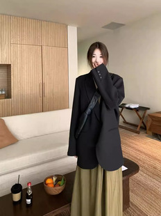 Black High-end Suit Jacket Women's 2024 Autumn New Elegant Casual All-match Meat Covering Suit Top