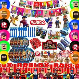 Трансграничный Roblox Игра Украшение для вечеринок Товары Виртуальный мир Одноразовый бумажный стаканчик Баннер костюм из воздушных шаров