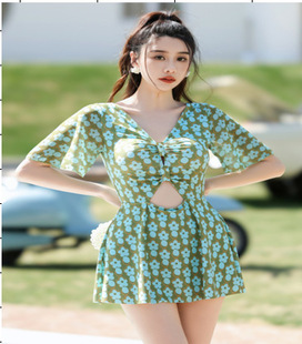 2023 new skirt one-piece boxer swimsuit female belly-covering slimming beach vacation hot spring female [one-piece delivery]]