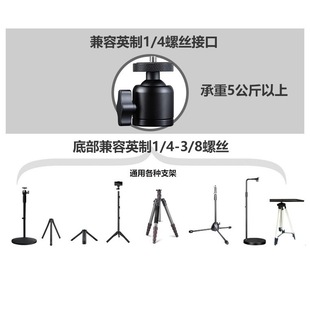 Lamp projector universal spherical pan-tilt metal micro single tripod small SLR digital camera accessories 1/3 interface